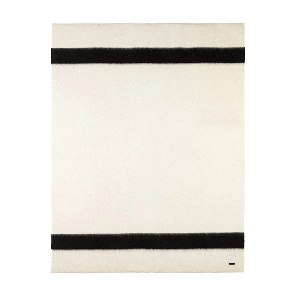 Blacksaw Siempre Recycled Alpaca Wool Blanket Black Stripe 59x79 Luxe Minimalist
